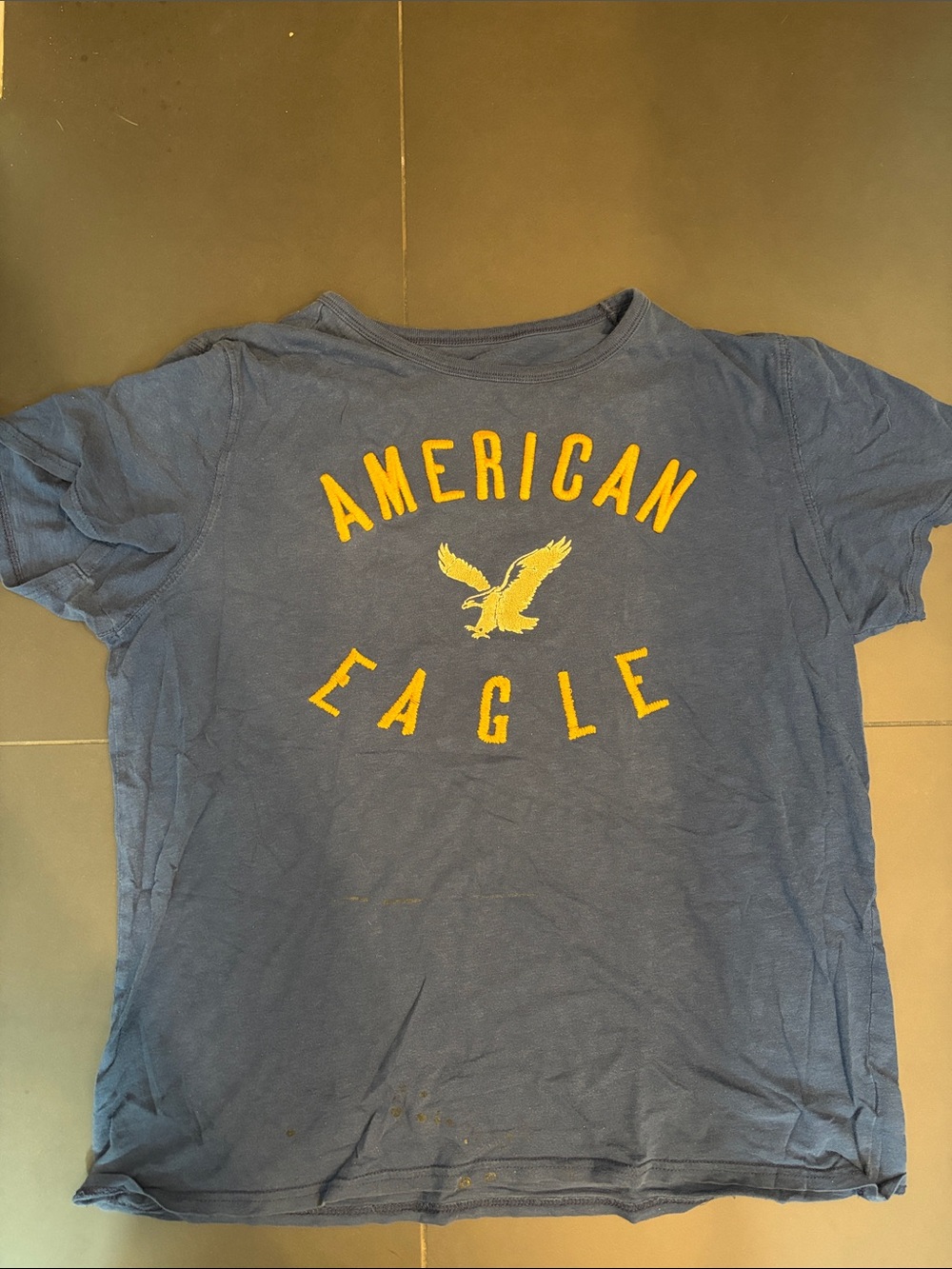 American Eagle Outfitters Kids Navy Tee with Yellow Eagle Graphic
